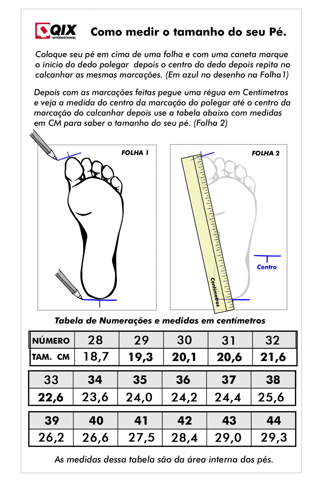 Tabela de medidas