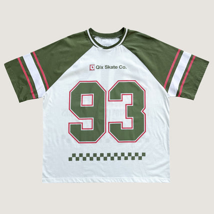 CAMISETA QIX RAGLAN SKATEBOARDS OFF WHITE E VERDE