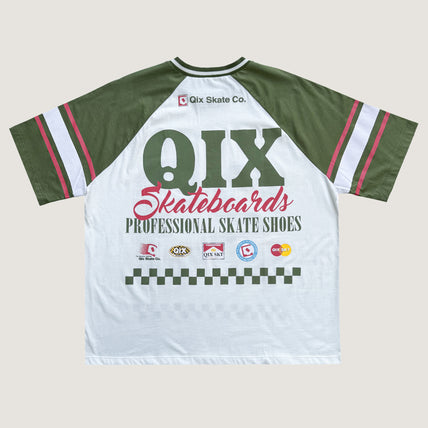 CAMISETA QIX RAGLAN SKATEBOARDS OFF WHITE E VERDE