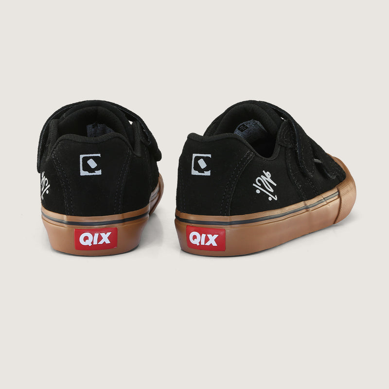 Tênis skate infantil QIX Chorão Park Velcro Preto Gum