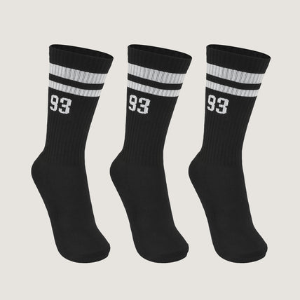 Meia Cano Alto QIX 93 Preto e Branco - 3 Pares