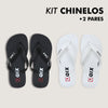 Kit Chinelos QIX Flip Preto e Branco