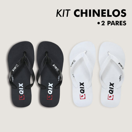 Kit Chinelos QIX Flip Preto e Branco