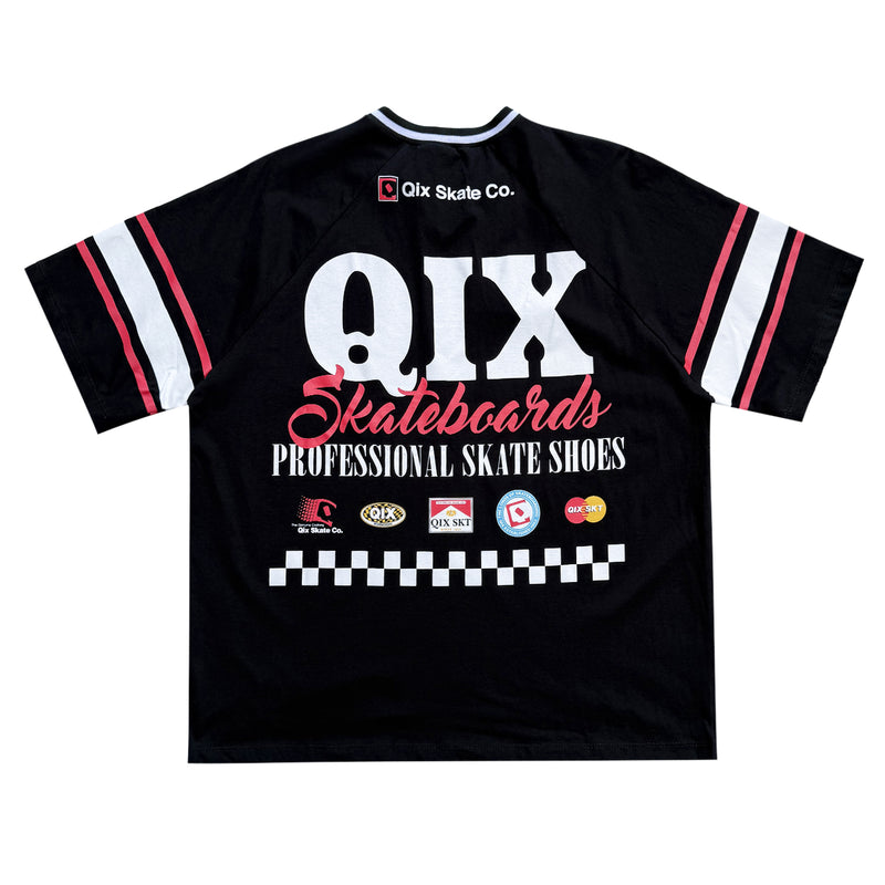 CAMISETA QIX RAGLAN SKATEBOARDS PRETA