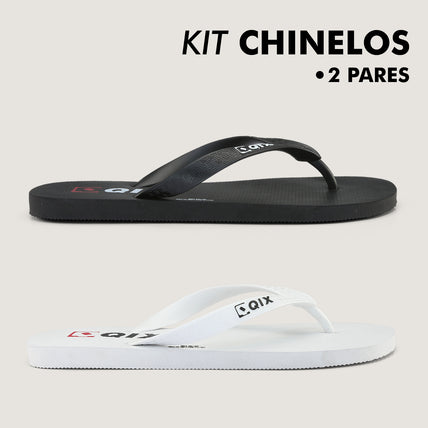 Kit Chinelos QIX Flip Preto e Branco
