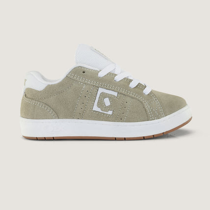 Tênis Infantil Qix Combat Suede Caqui e Branco