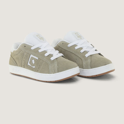 Tênis Infantil Qix Combat Suede Caqui e Branco