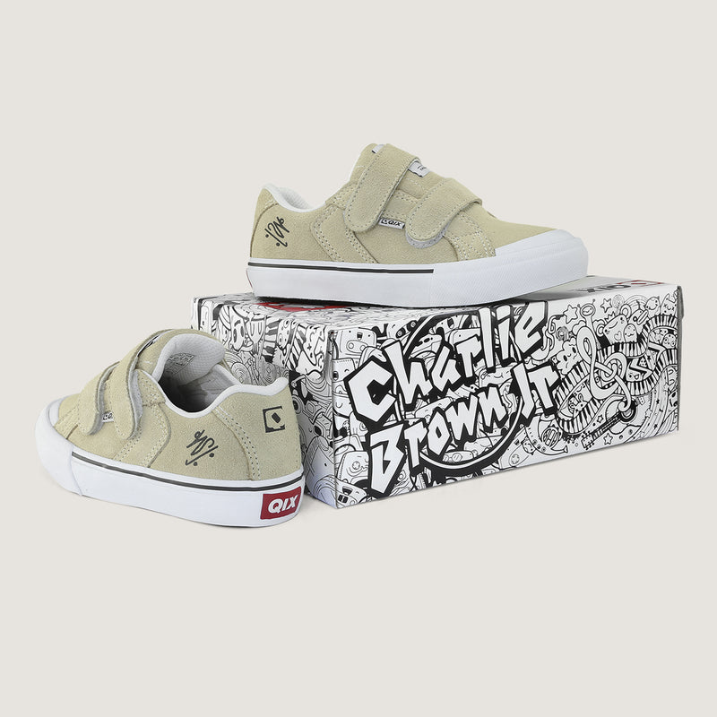 Tênis QIX Infantil Chorão Park Velcro Bege e Branco