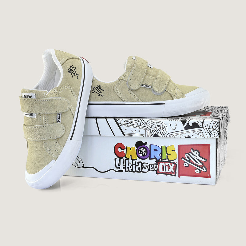 Tênis QIX Infantil Chorão Park Velcro Bege e Branco