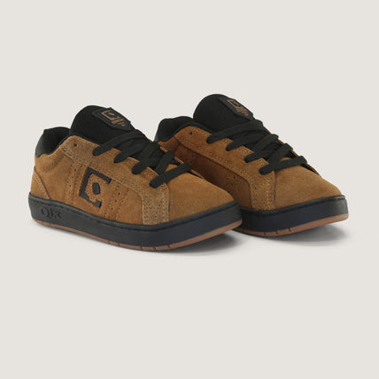 Tênis Infantil Qix Combat Suede Caramelo e Preto
