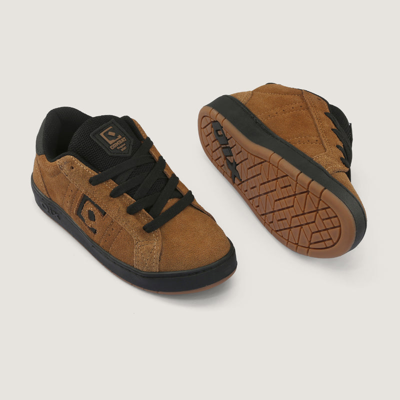 Tênis Infantil Qix Combat Suede Caramelo e Preto