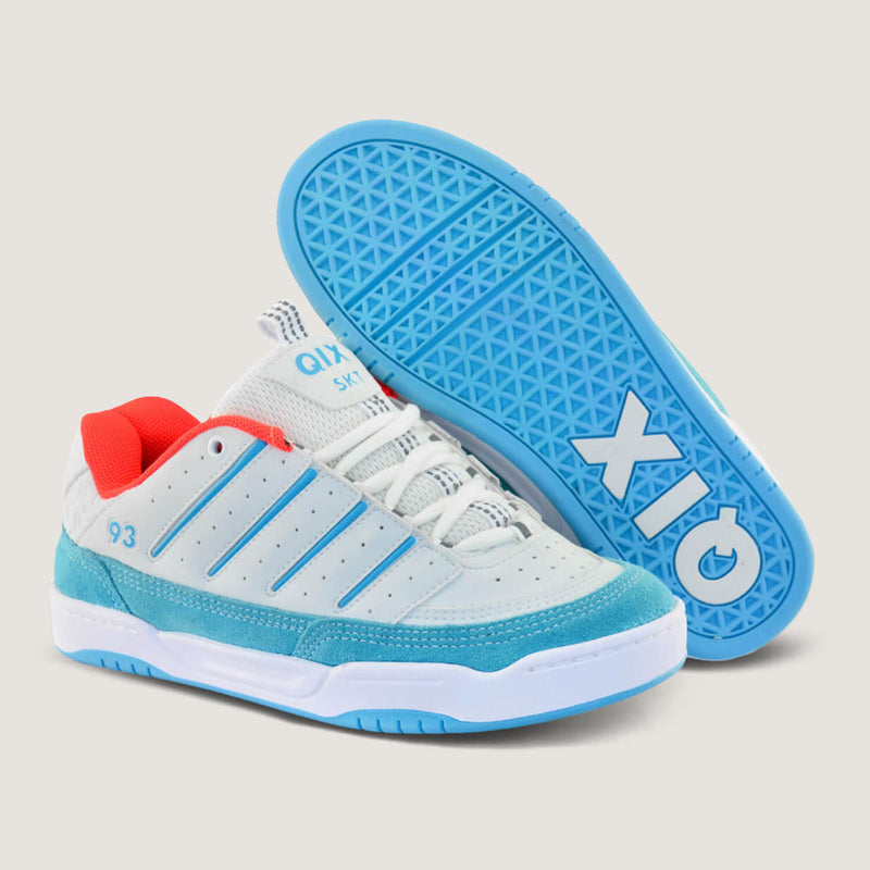 Tênis QIX Golden - Branco, Laranja e Azul Turquesa