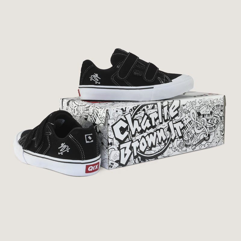 Tênis QIX Infantil Chorão Park Velcro Preto e Branco