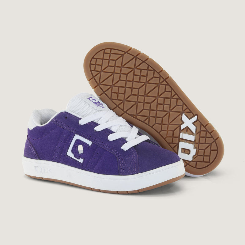 Tênis Infantil Qix Combat Suede Roxo e Branco