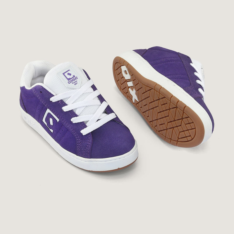 Tênis Infantil Qix Combat Suede Roxo e Branco