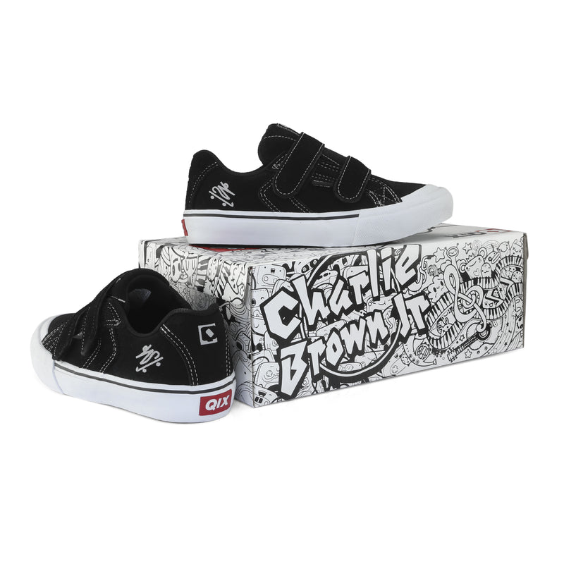 Tênis QIX Infantil Chorão Park Velcro Preto e Branco