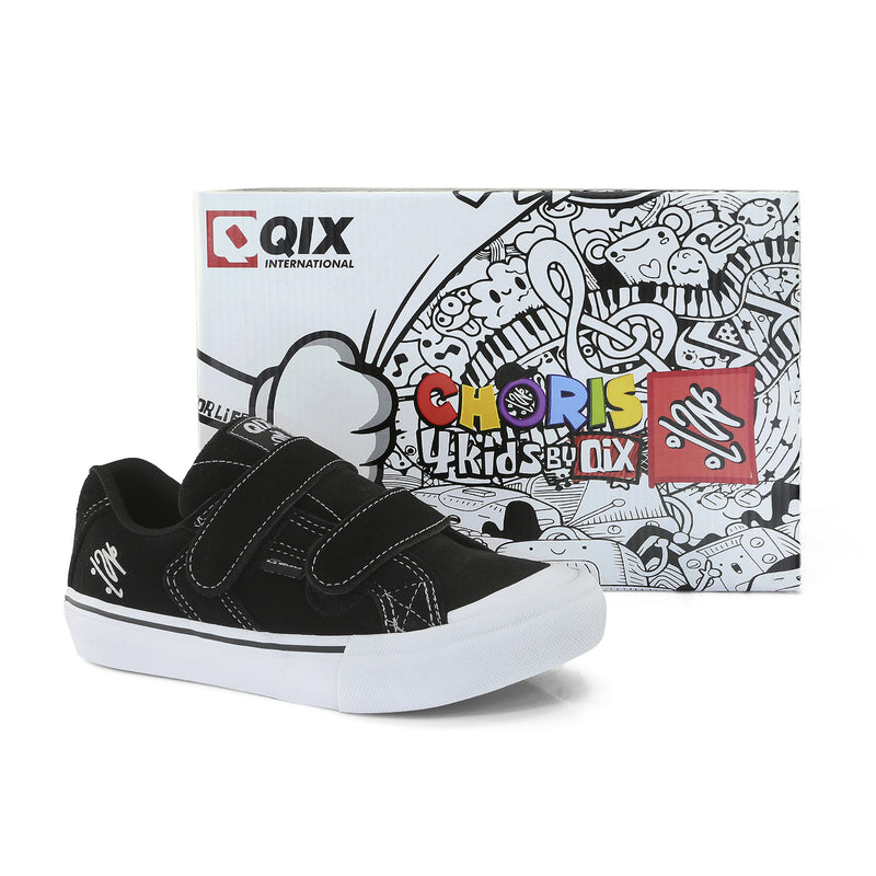 Tênis QIX Infantil Chorão Park Velcro Preto e Branco