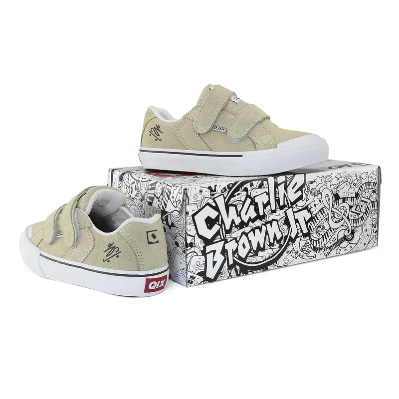 Tênis QIX Infantil Chorão Park Velcro Bege e Branco