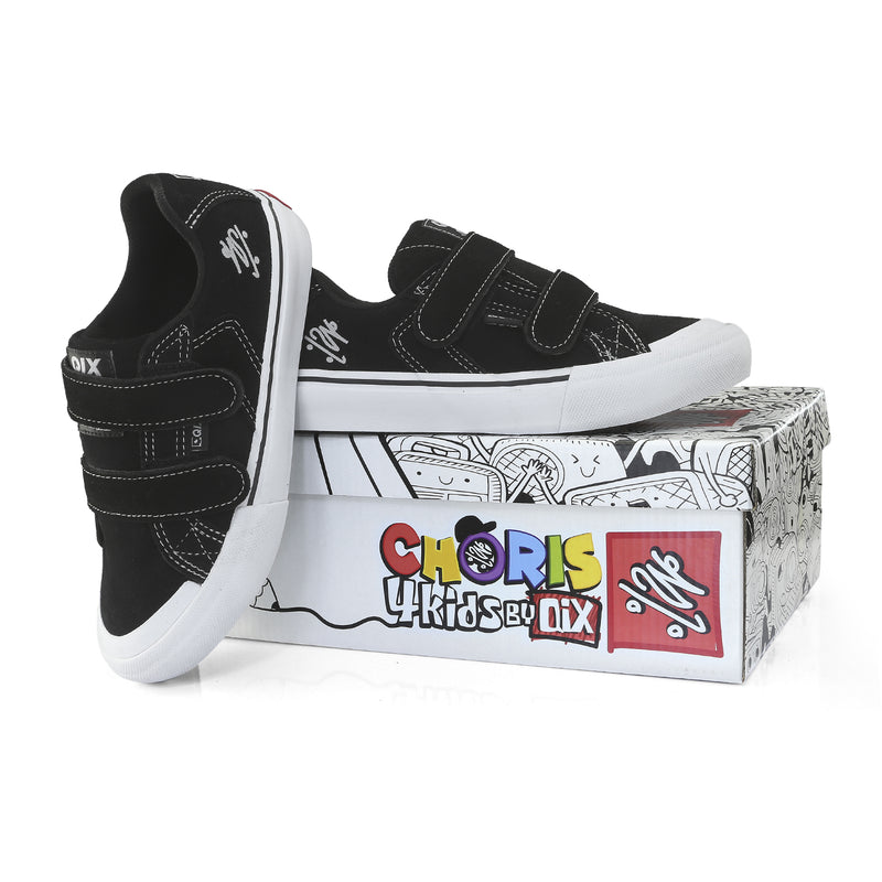 Tênis QIX Infantil Chorão Park Velcro Preto e Branco