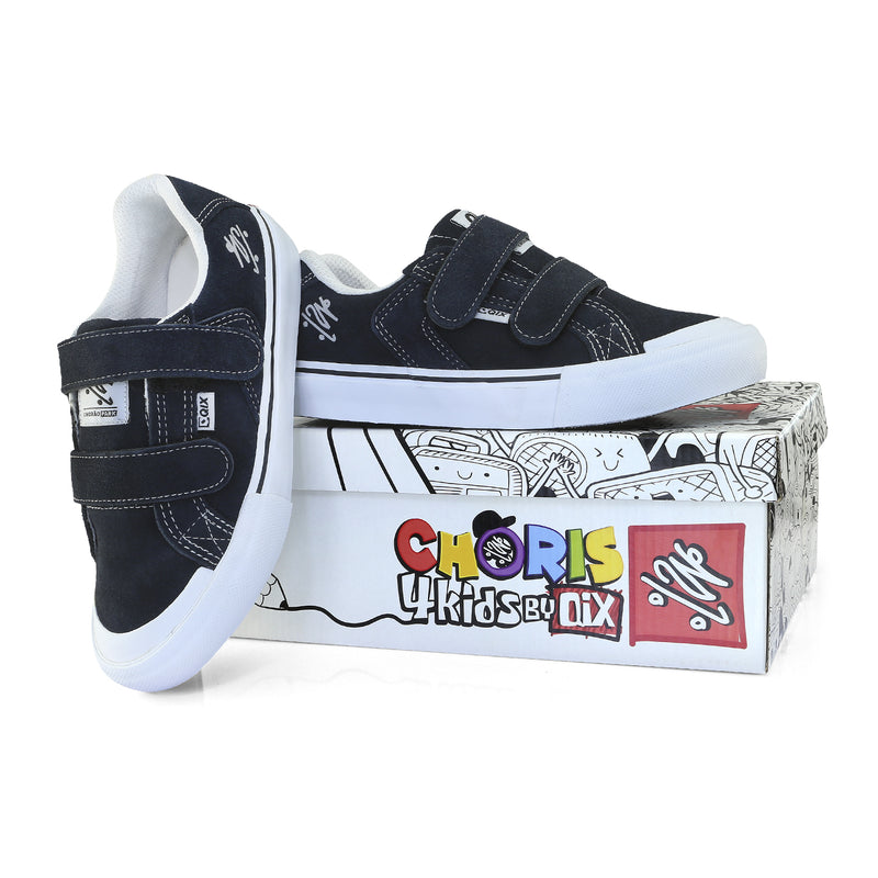 Tênis QIX Infantil Chorão Park Velcro Marinho e Branco