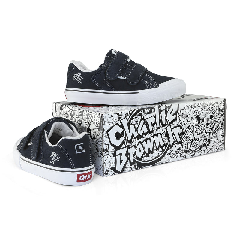 Tênis QIX Infantil Chorão Park Velcro Marinho e Branco
