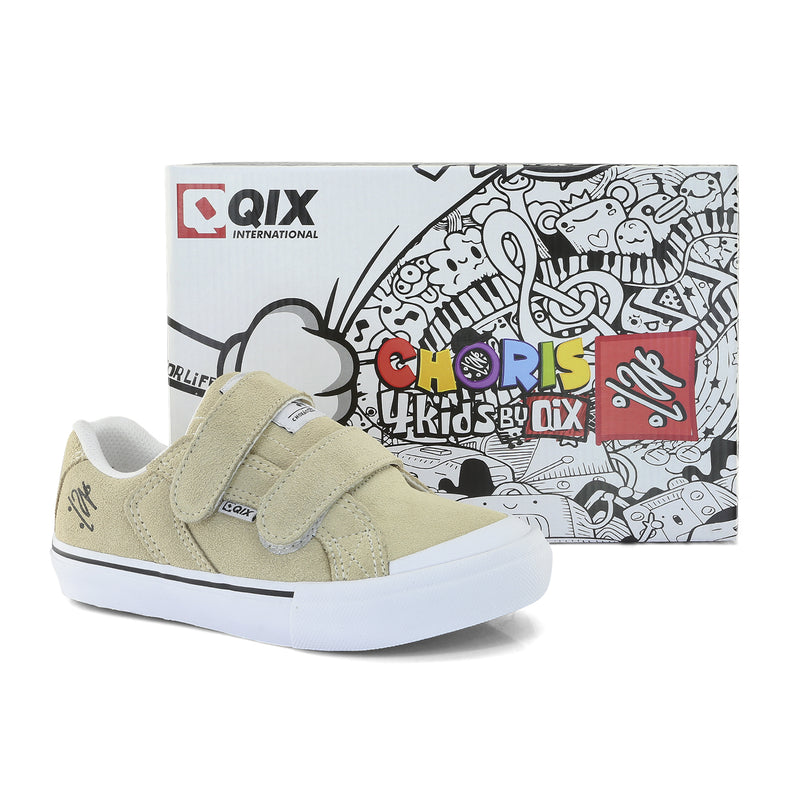 Tênis QIX Infantil Chorão Park Velcro Bege e Branco