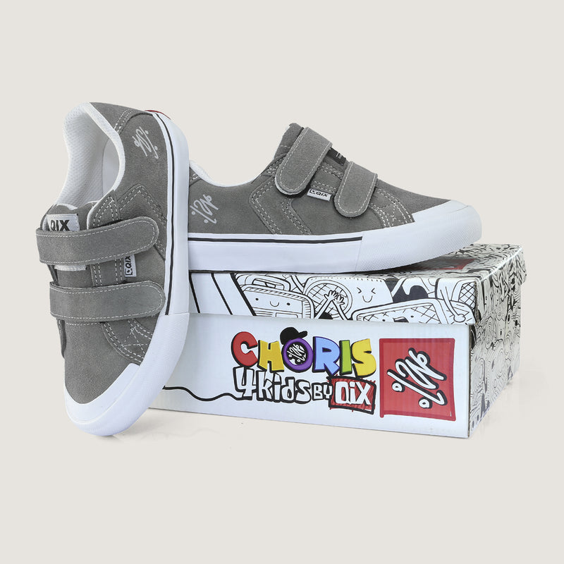 Tênis QIX Infantil Chorão Park Velcro Grafite e Branco