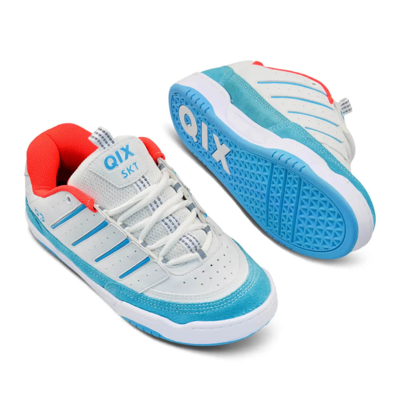 Tênis QIX Golden Branco, Laranja e Azul Turquesa