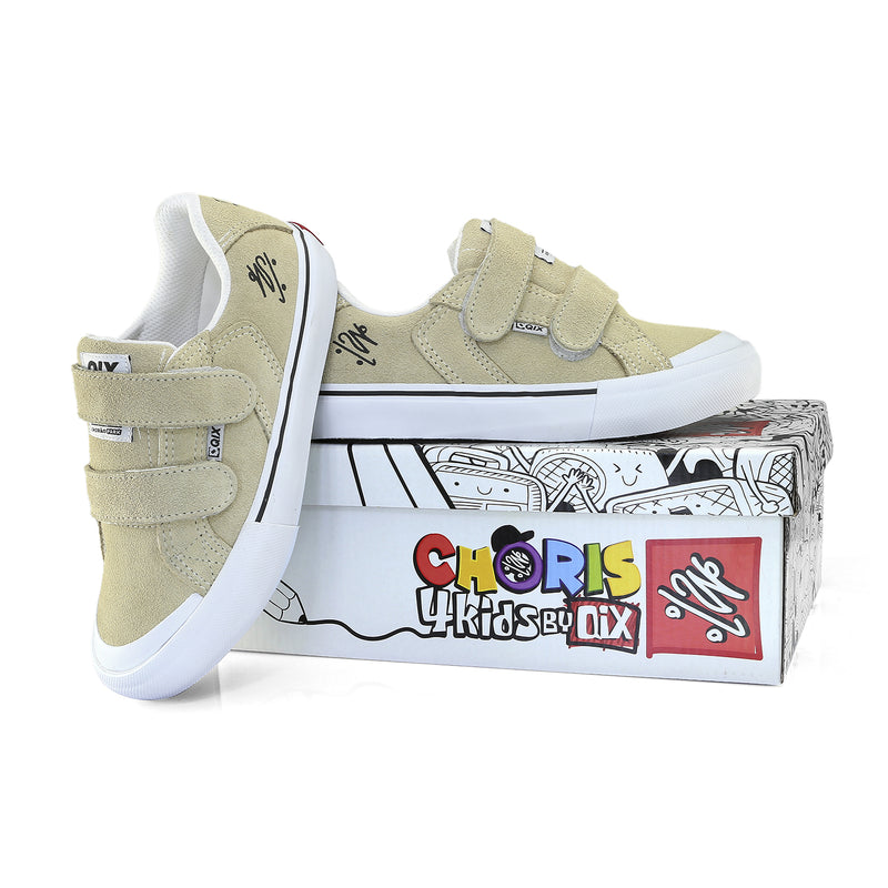 Tênis QIX Infantil Chorão Park Velcro Bege e Branco