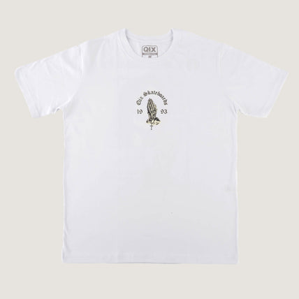 CAMISETA QIX SKULL SKATEBOARD BRANCA