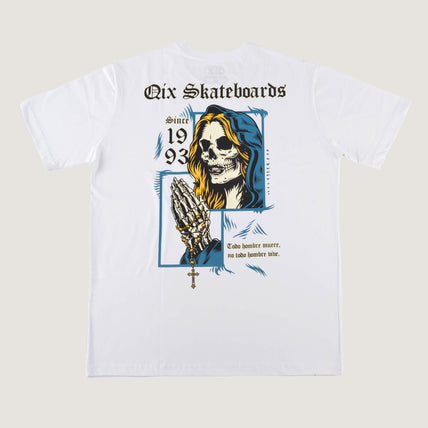 CAMISETA QIX SKULL SKATEBOARD BRANCA