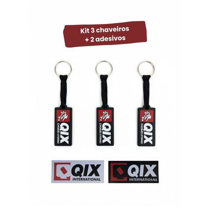 Kit de Chaveiros e adesivos Qix International