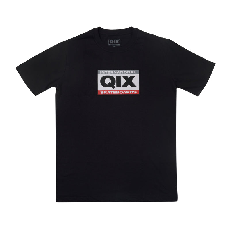 CAMISETA QIX INTERNATIONAL SKATEBOARDS SQUARE PRETA