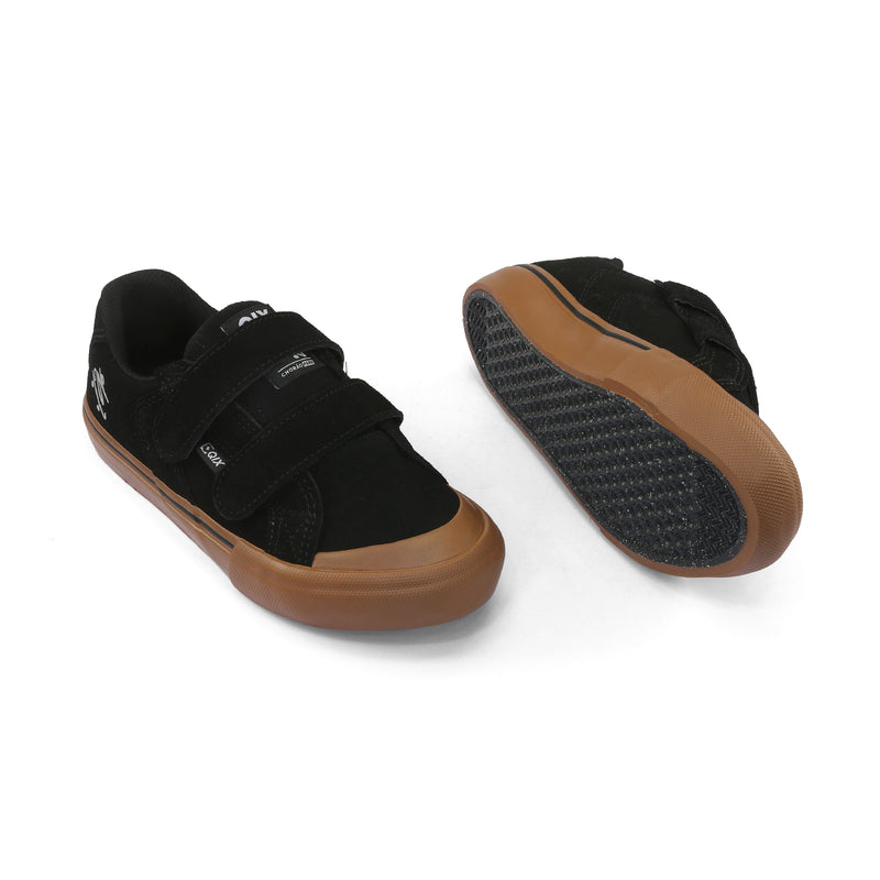 Tênis skate infantil QIX Chorão Park Velcro Preto Gum