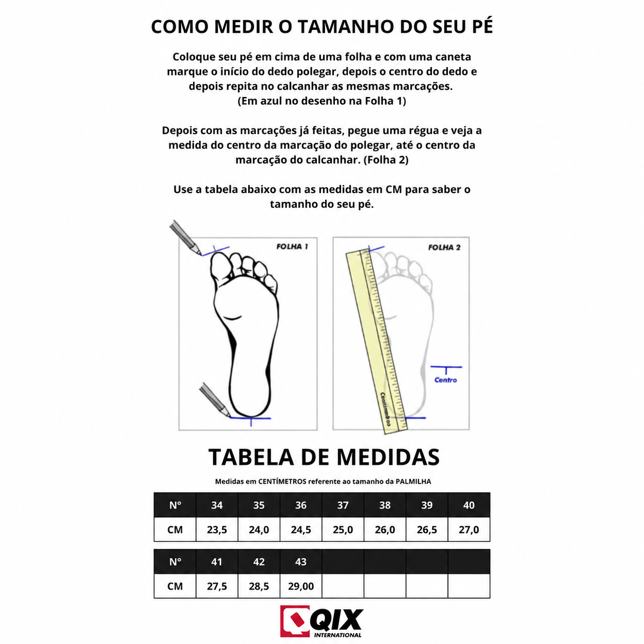 Tabela de medidas