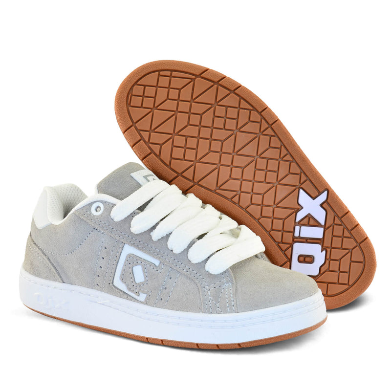 Tênis Qix Skate Combat Suede Cinza e Branco Natural