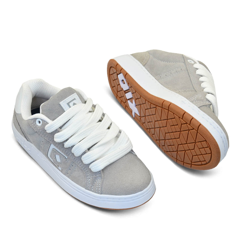 Tênis Qix Skate Combat Suede Cinza e Branco Natural