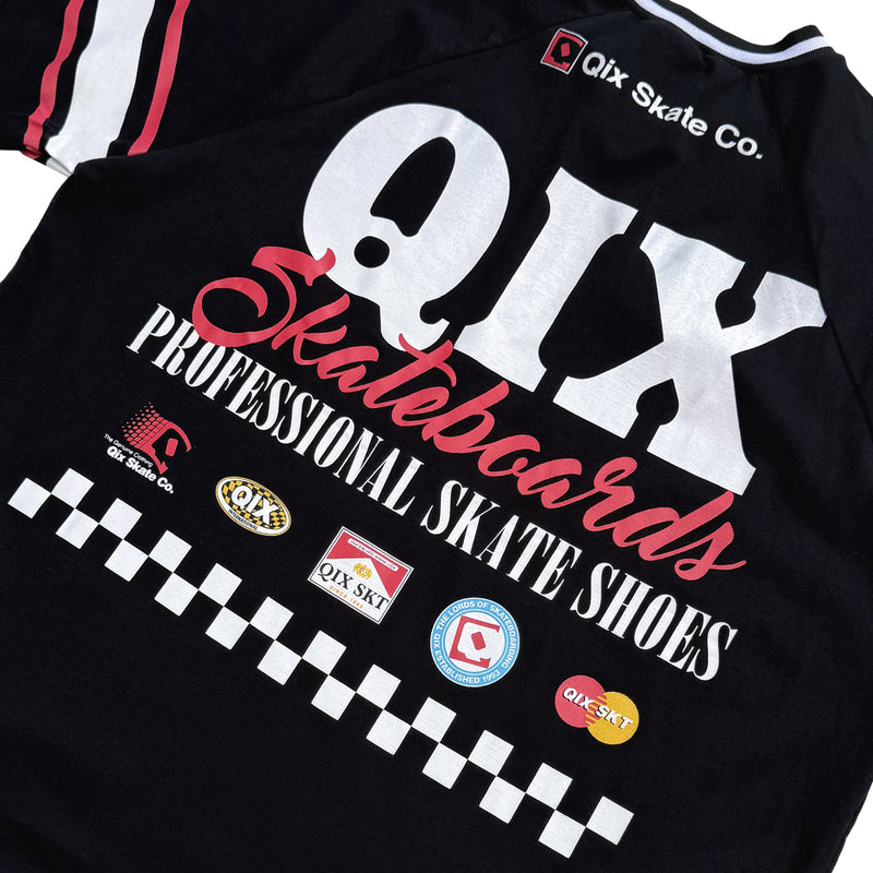 CAMISETA QIX RAGLAN SKATEBOARDS PRETA