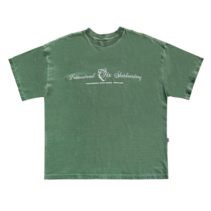 CAMISETA QIX BOX INTERNACIONAL SKATEBOARDS VERDE ESTONADO