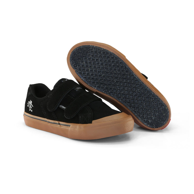 Tênis skate infantil QIX Chorão Park Velcro Preto Gum